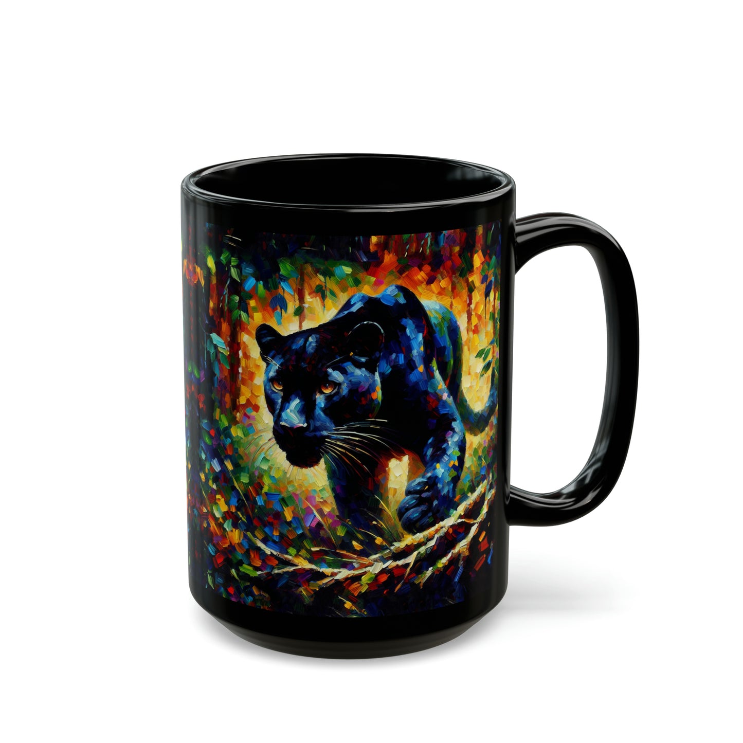 Black Panther Stalking - Black Mugs (11oz, 15oz)