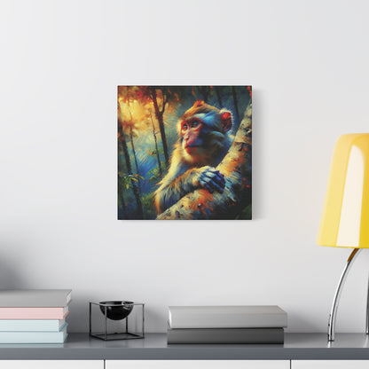 Monkey Wall Art - Rhesus Macaque Expressionist Canvas Art Print