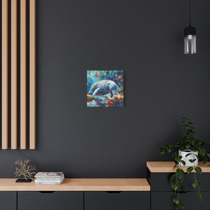 Manatee Garden Expressionist Canvas Art Print