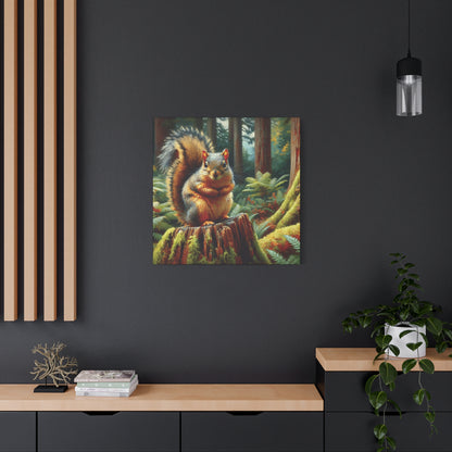 Douglas Squirrel in Olympic National Forest Impressionist Canvas Art Print