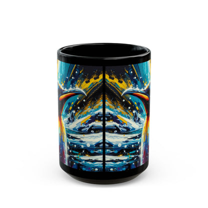 Emperor Penguin in Snowfall - Black Mug (11oz, 15oz)