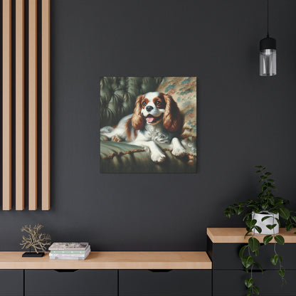 Cavalier King Charles Spaniel on Sofa Impressionist Canvas Art Print