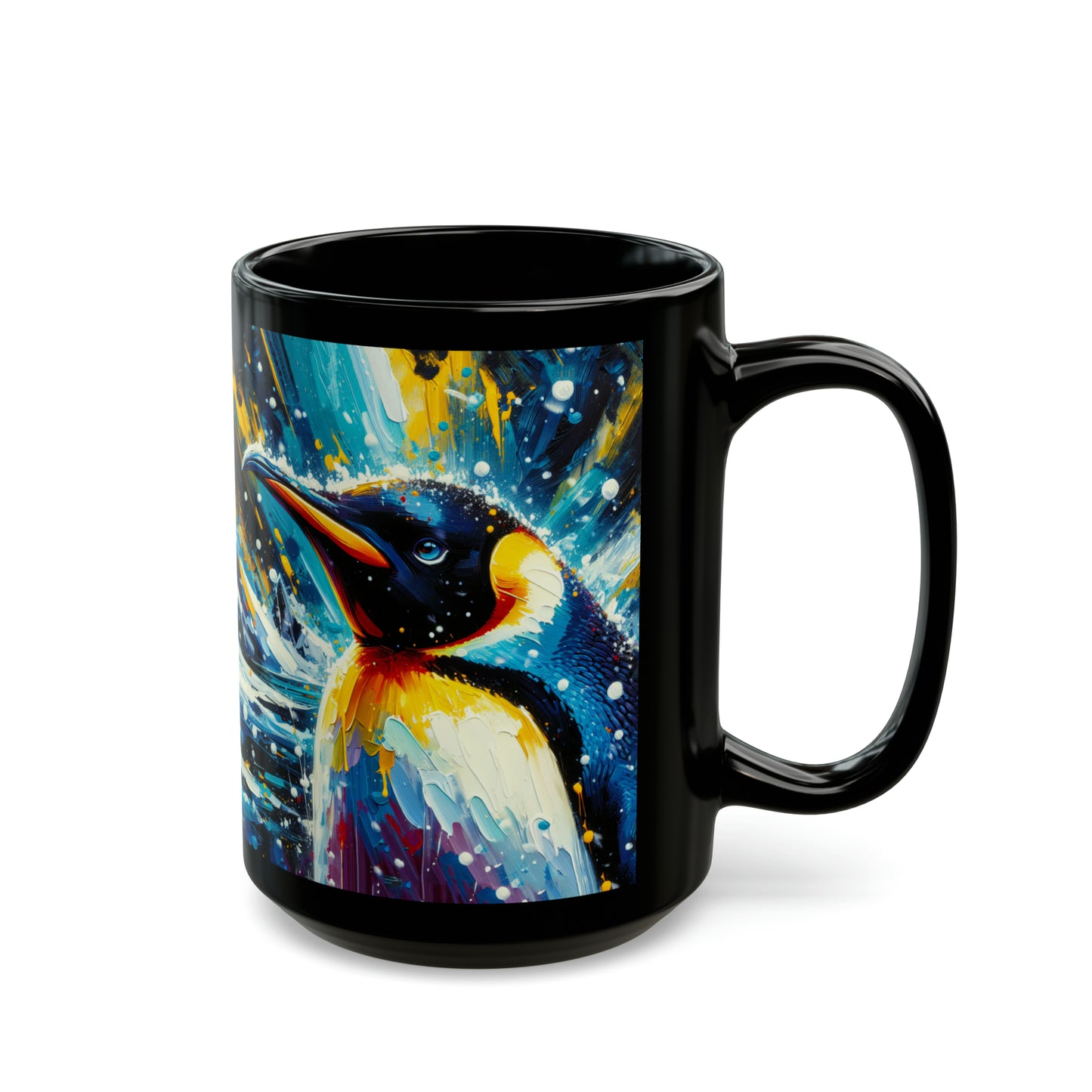 Emperor Penguin in Snowfall - Black Mugs (11oz, 15oz)