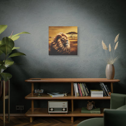 Canvas Art - Regal Lion Resting on African Savannah