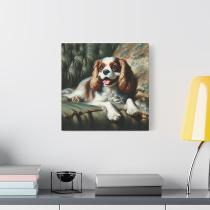 Cavalier King Charles Spaniel on Sofa Impressionist Canvas Art Print