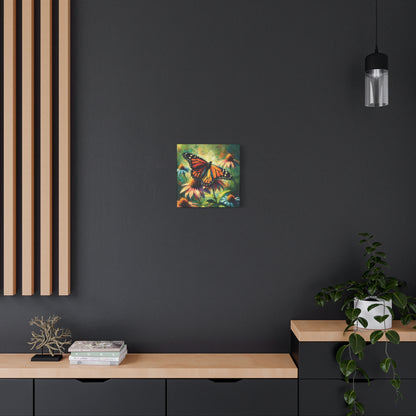 Butterfly Canvas Wall Art - Monarch Butterfly with Echinacea