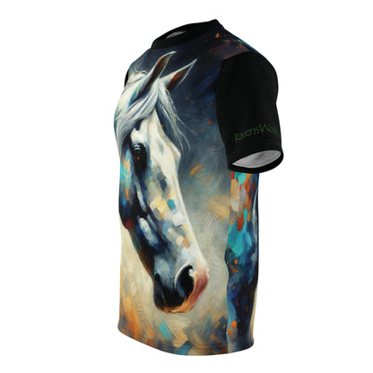 Dapple Grey Mare Vibrant Art Tee | Colorful Unisex Cut & Sew T-Shirt, Wildlife Apparel, Unique Graphic Tee, Birthday Gift