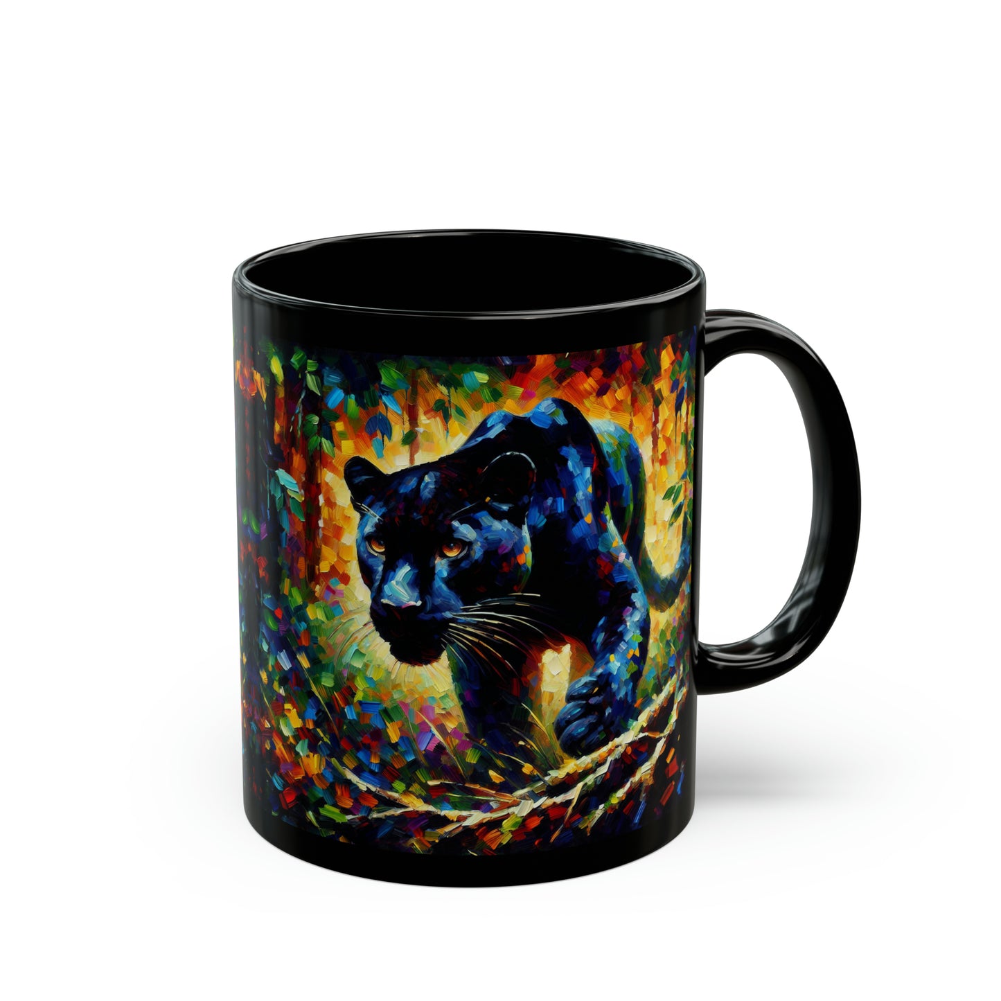 Black Panther Stalking - Black Mugs (11oz, 15oz)