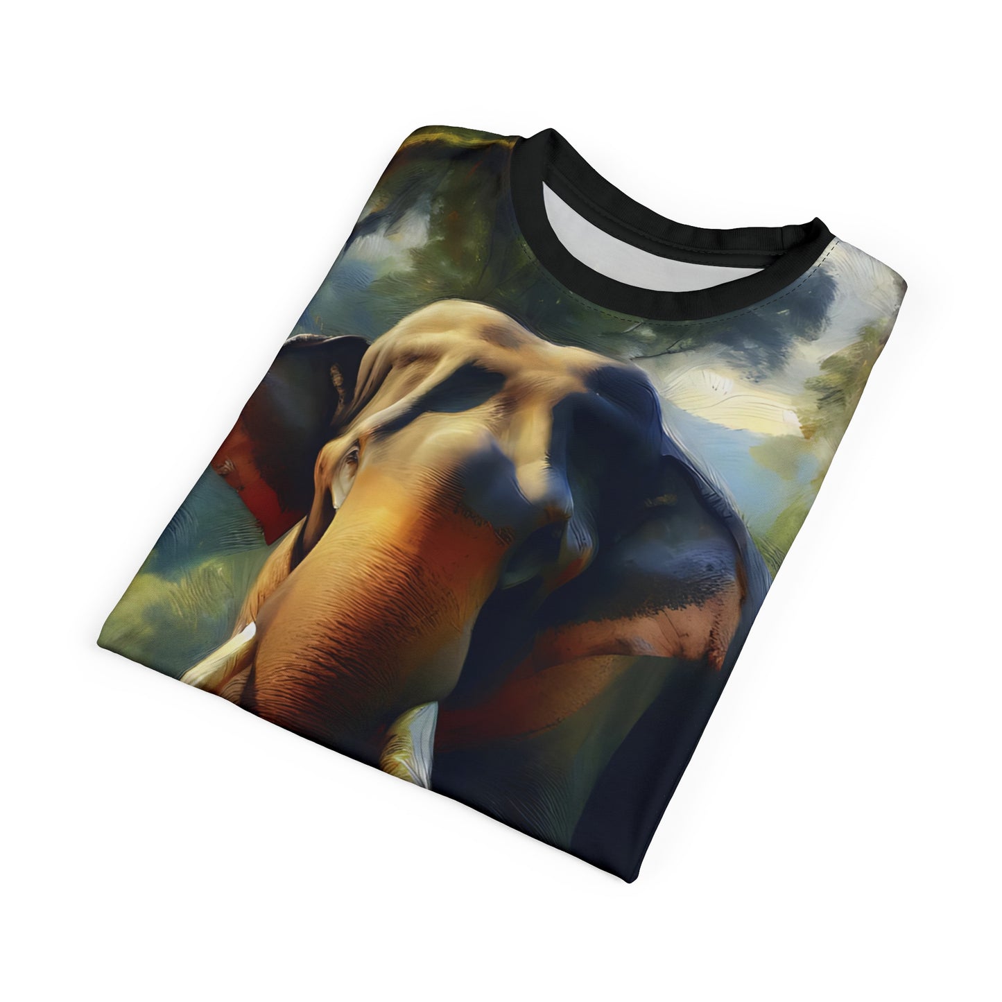 Asiatic Bull Elephant Vibrant Art Tee | Colorful Unisex Cut & Sew T-Shirt, Wildlife Apparel, Unique Graphic Tee, Birthday Gift