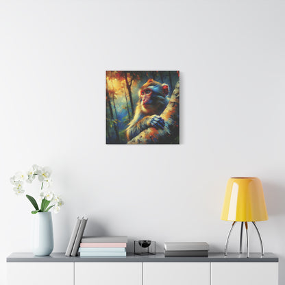 Monkey Wall Art - Rhesus Macaque Expressionist Canvas Art Print