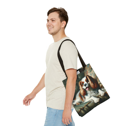 Cavalier King Charles Spaniel on Sofa - Tote Bag