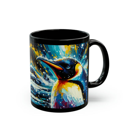 Emperor Penguin in Snowfall - Black Mugs (11oz, 15oz)