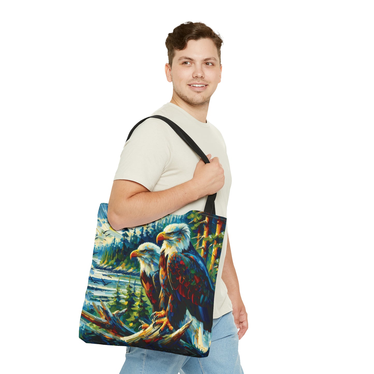 Eagle Pair Near Shore - Tote Bag