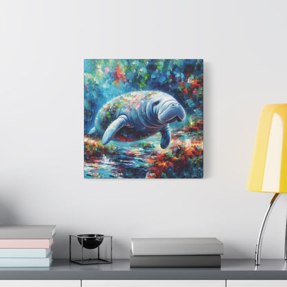 Manatee Garden Expressionist Canvas Art Print