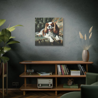 Cavalier King Charles Spaniel on Sofa Impressionist Canvas Art Print