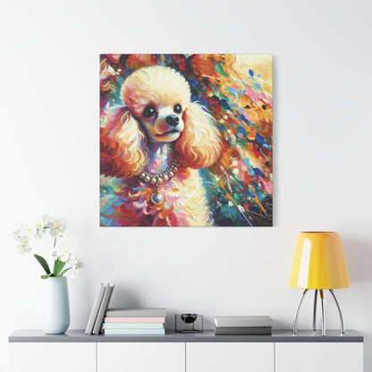 Cream Poodle with Pearls Expressionist Canvas Art Print