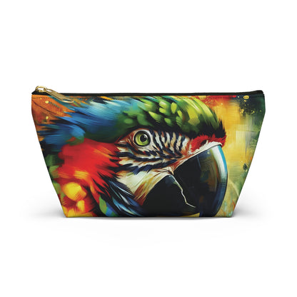 Scarlet Macaw T-bottom Pouch | Perfect for Parrot Lovers, Gift for Pet Owners, Travel Accessory, Makeup Bag, Organizer