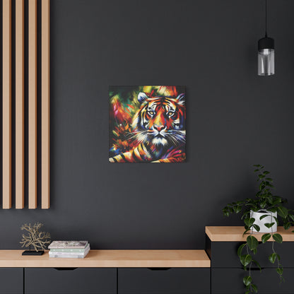 Tiger Portrait in Bright Colors Expressionist Canvas Art Print