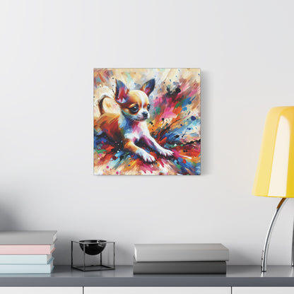 Chihuahua Mayhem Expressionist Canvas Art Print