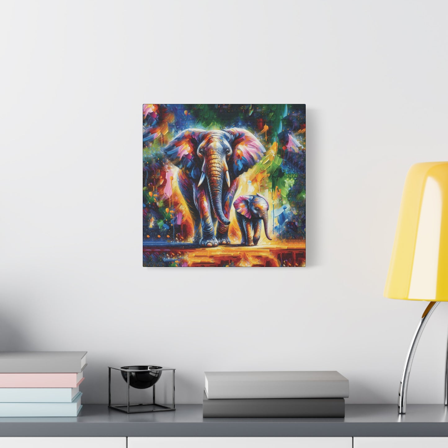 Celebrate Elephants! Expressionist Canvas Art Print