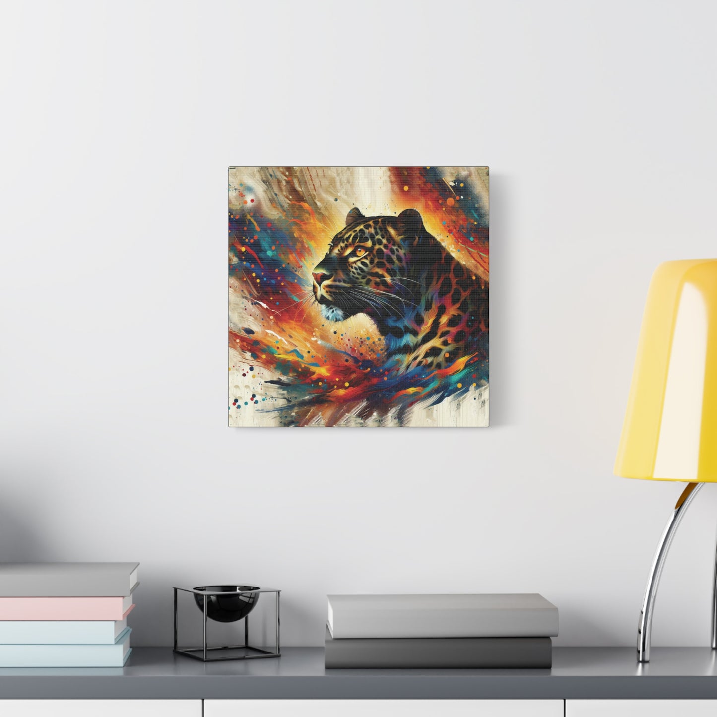 Canvas Wall Art - Stunning Leopard in Colorful Contemporary Art Style
