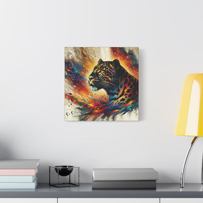 Canvas Wall Art - Stunning Leopard in Colorful Contemporary Art Style