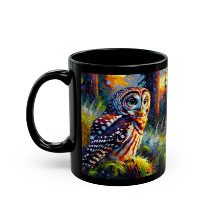 Barred Owl - Black Mugs (11oz, 15oz)