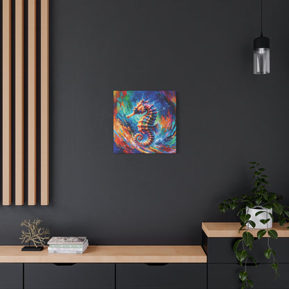 Expressionist Seahorse Canvas Wall Art - Stunning Aquatic Print