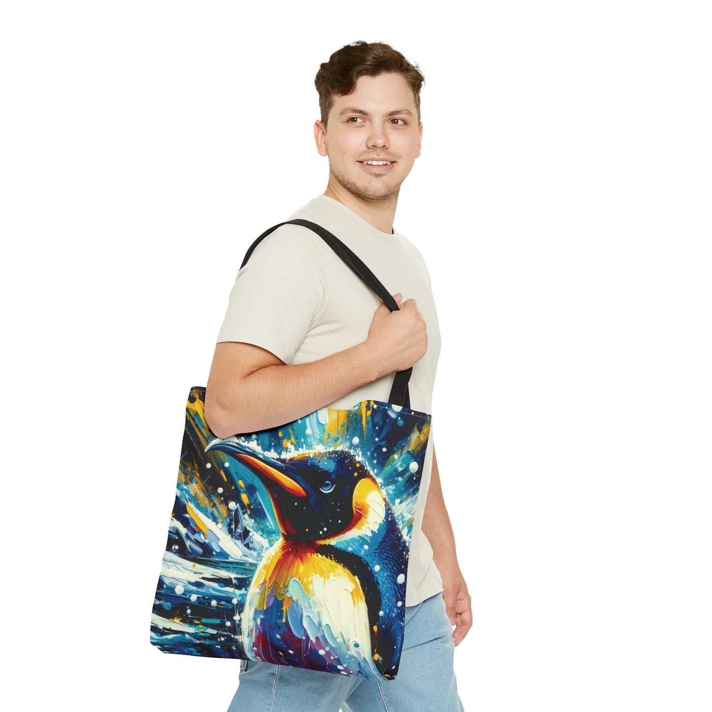 Emperor Penguin in Snowfall - Tote Bag