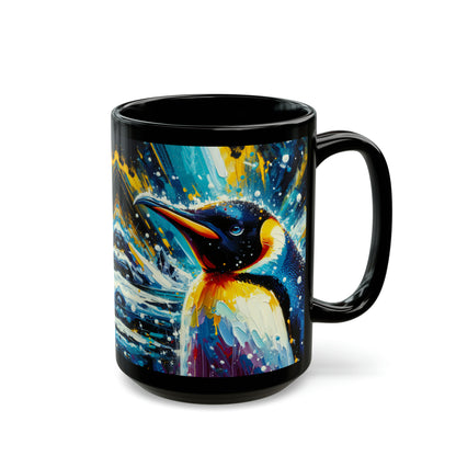 Emperor Penguin in Snowfall - Black Mugs (11oz, 15oz)