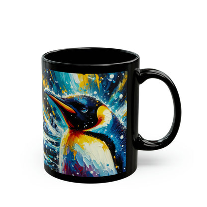 Emperor Penguin in Snowfall - Black Mugs (11oz, 15oz)