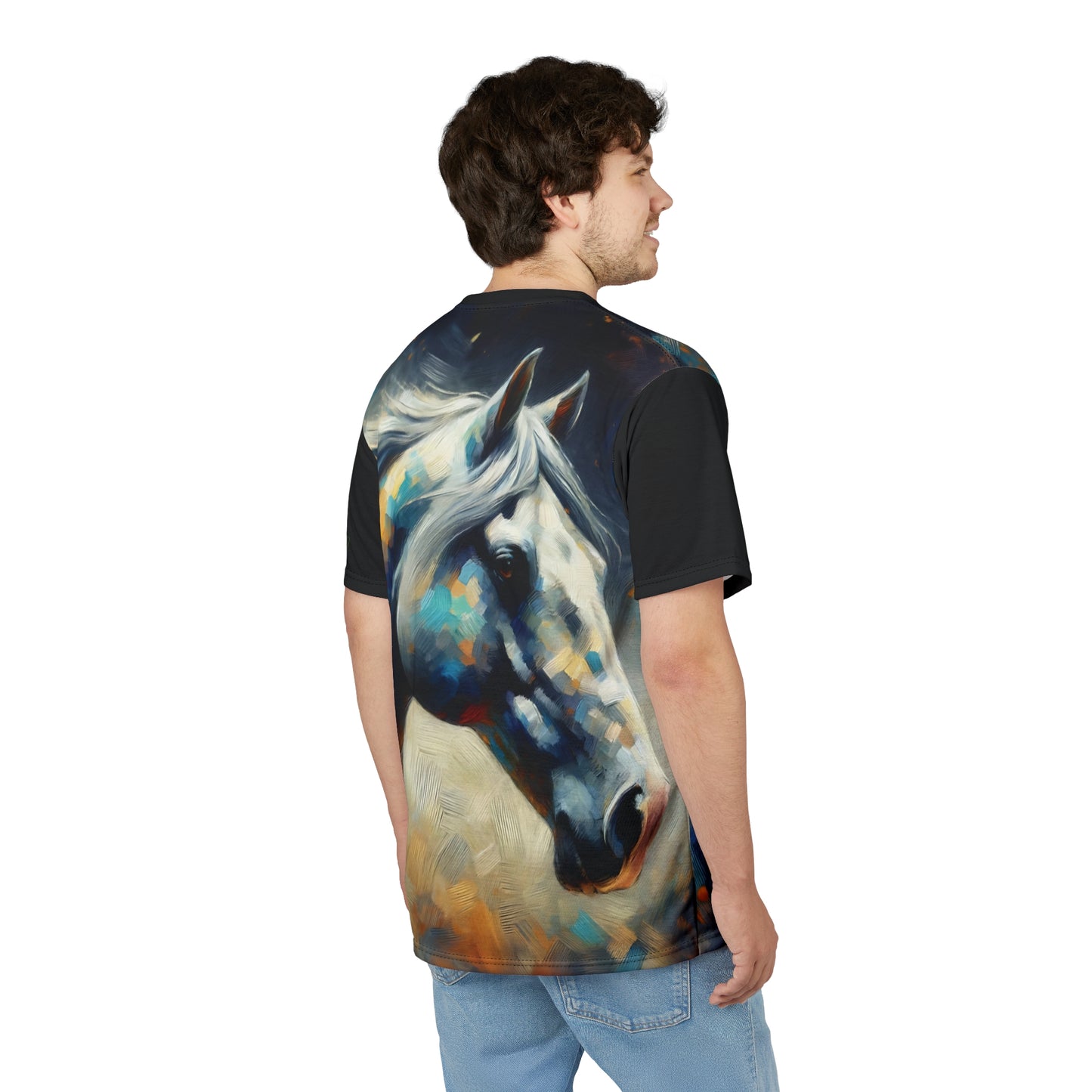 Dapple Grey Mare Vibrant Art Tee | Colorful Unisex Cut & Sew T-Shirt, Wildlife Apparel, Unique Graphic Tee, Birthday Gift