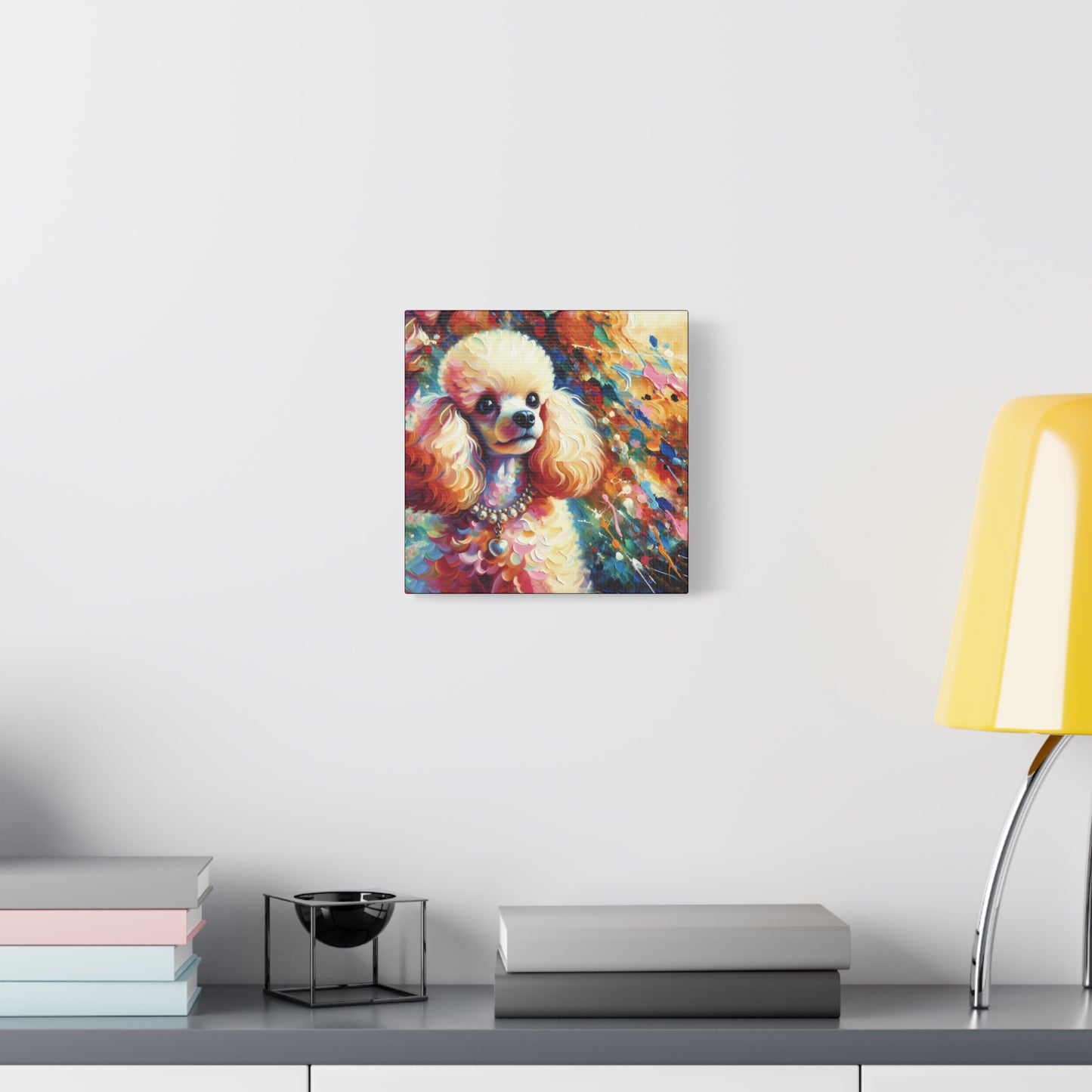 Cream Poodle with Pearls Expressionist Canvas Art Print