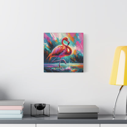 Canvas Wall Art - Flamingo Colorful Expressionist Style Print