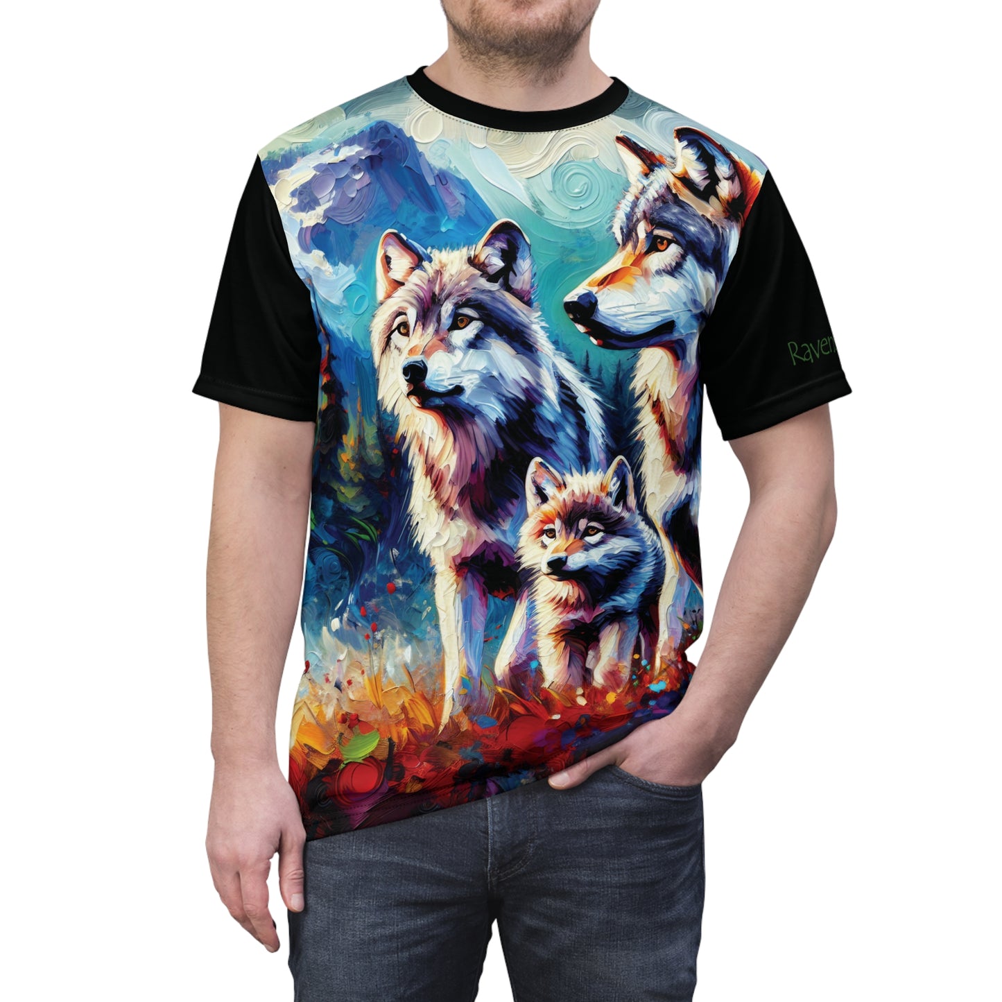 Gray Wolf Family Unisex Cut & Sew All Over Print Tee
