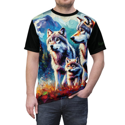 Gray Wolf Family Unisex Cut & Sew All Over Print Tee