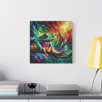 Treefrog Swirl Expressionist Canvas Art Print