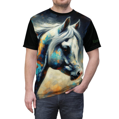 Dapple Grey Mare Vibrant Art Tee | Colorful Unisex Cut & Sew T-Shirt, Wildlife Apparel, Unique Graphic Tee, Birthday Gift