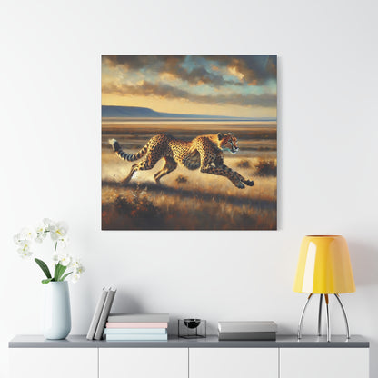 Cheetah Running Impressionist Canvas Art Print