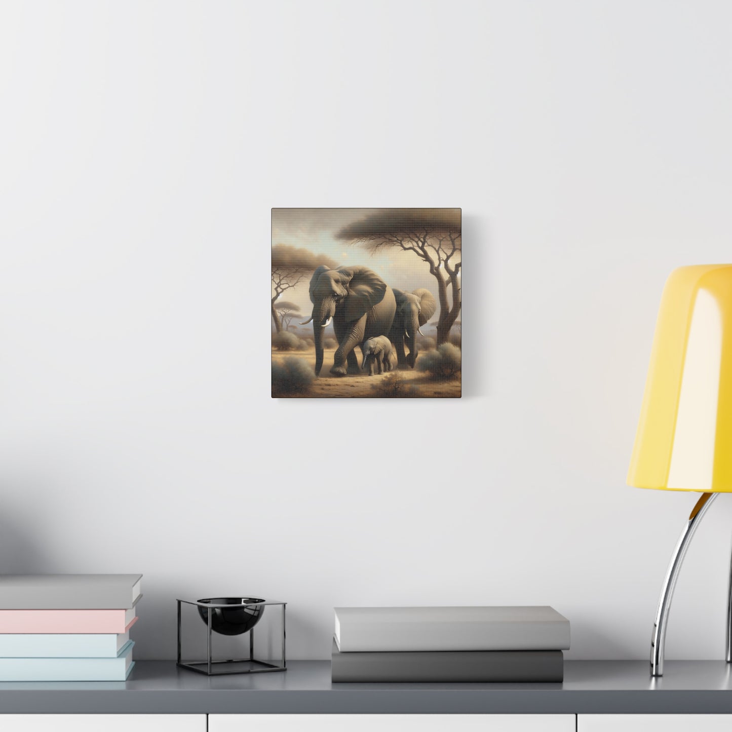 African Elephant Family Canvas Art Print