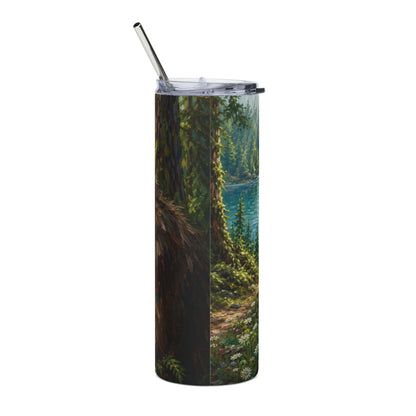 20oz Tumbler — Bigfoot Forest Scene Stainless Steel Travel Cup