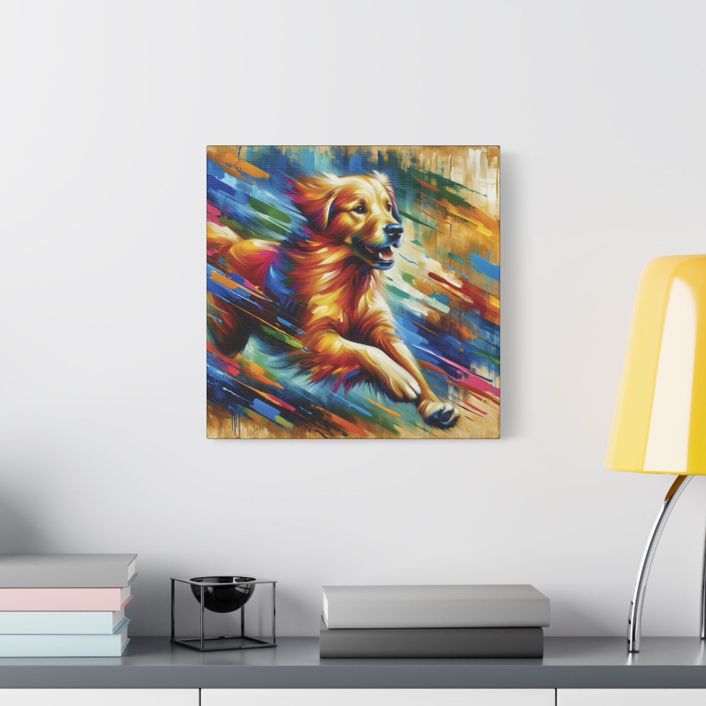 Golden Retriever Greeting Expressionist Canvas Art Print