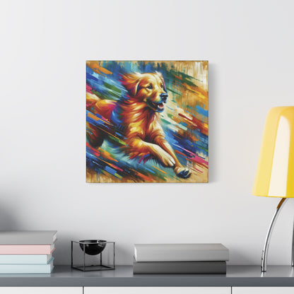 Golden Retriever Greeting Expressionist Canvas Art Print