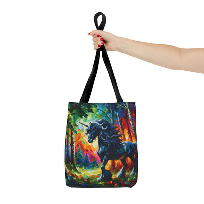 Elegant Black Stallion Unicorn - Tote Bag