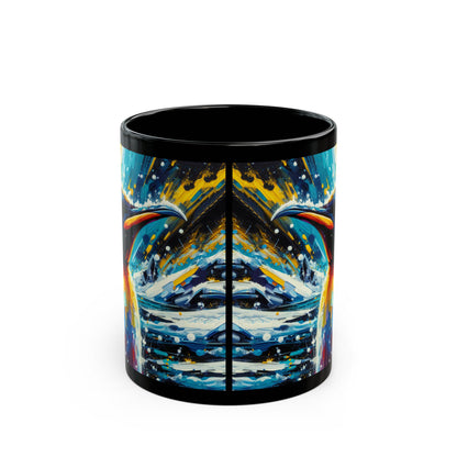 Emperor Penguin in Snowfall - Black Mug (11oz, 15oz)
