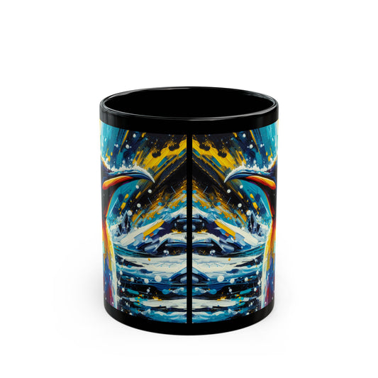 Emperor Penguin in Snowfall - Black Mug (11oz, 15oz)