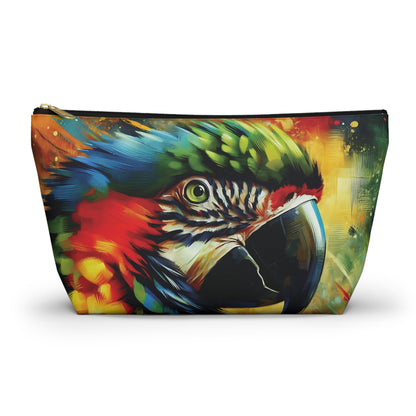 Scarlet Macaw T-bottom Pouch | Perfect for Parrot Lovers, Gift for Pet Owners, Travel Accessory, Makeup Bag, Organizer
