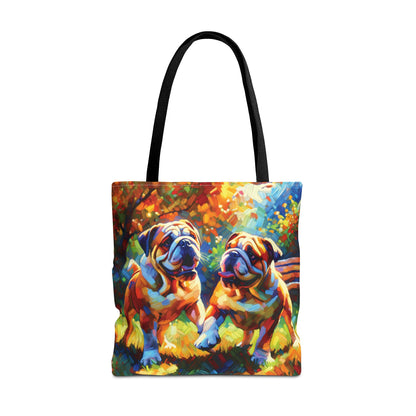 Playful Bulldogs - Colorful Artistic Tote Bag