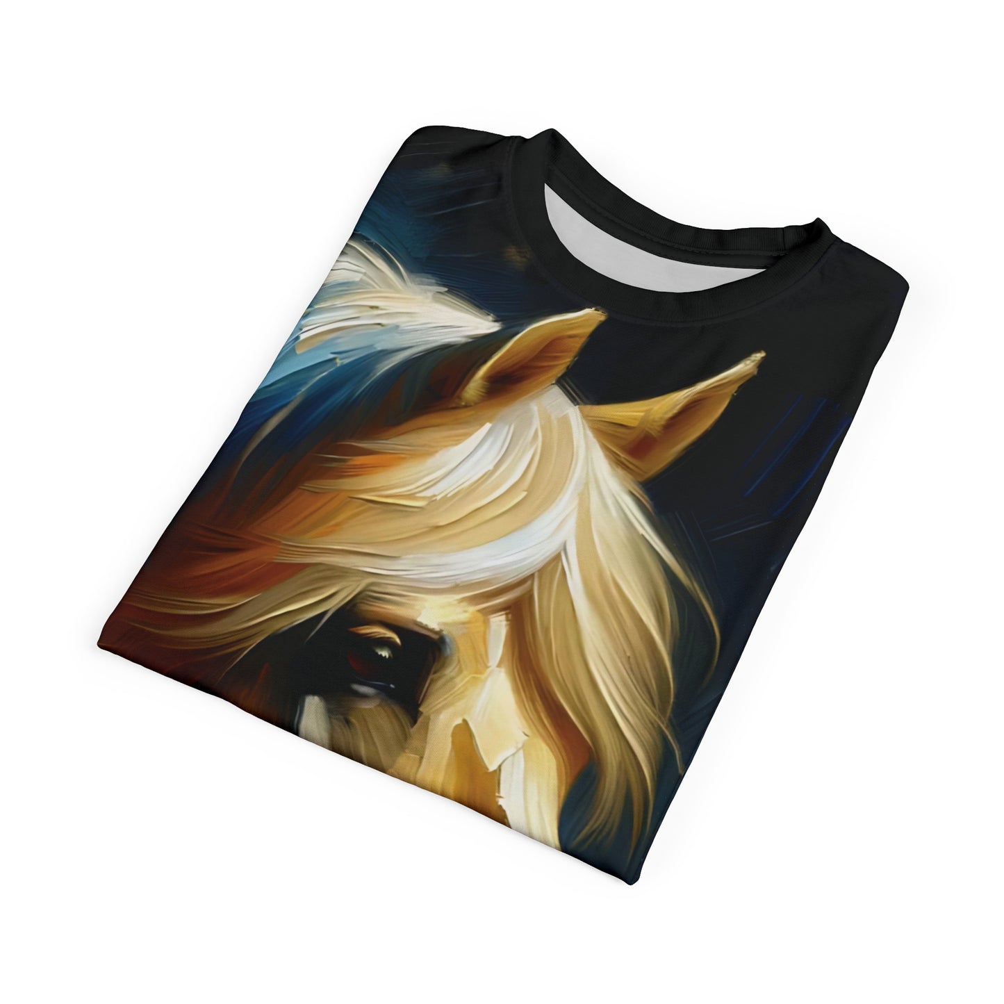 Palomino Horse Portrait Vibrant Art Tee | Colorful Unisex Cut & Sew T-Shirt, Wildlife Apparel, Unique Graphic Tee, Birthday Gift