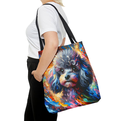 Silver Poodle Pup Tote Bag
